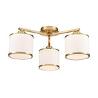 Franklite Sirius 3 Light Flush Ceiling Light In Aged Brass With Off White Shade FL2496-3