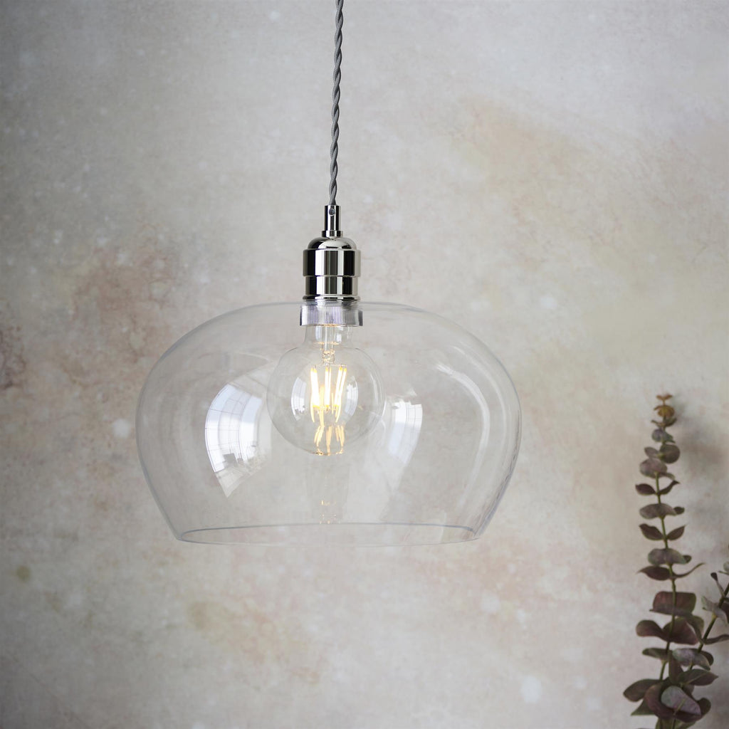 Camden Medium Shallow Ceiling Pendnat Light In Bright Nickel Finish 102677