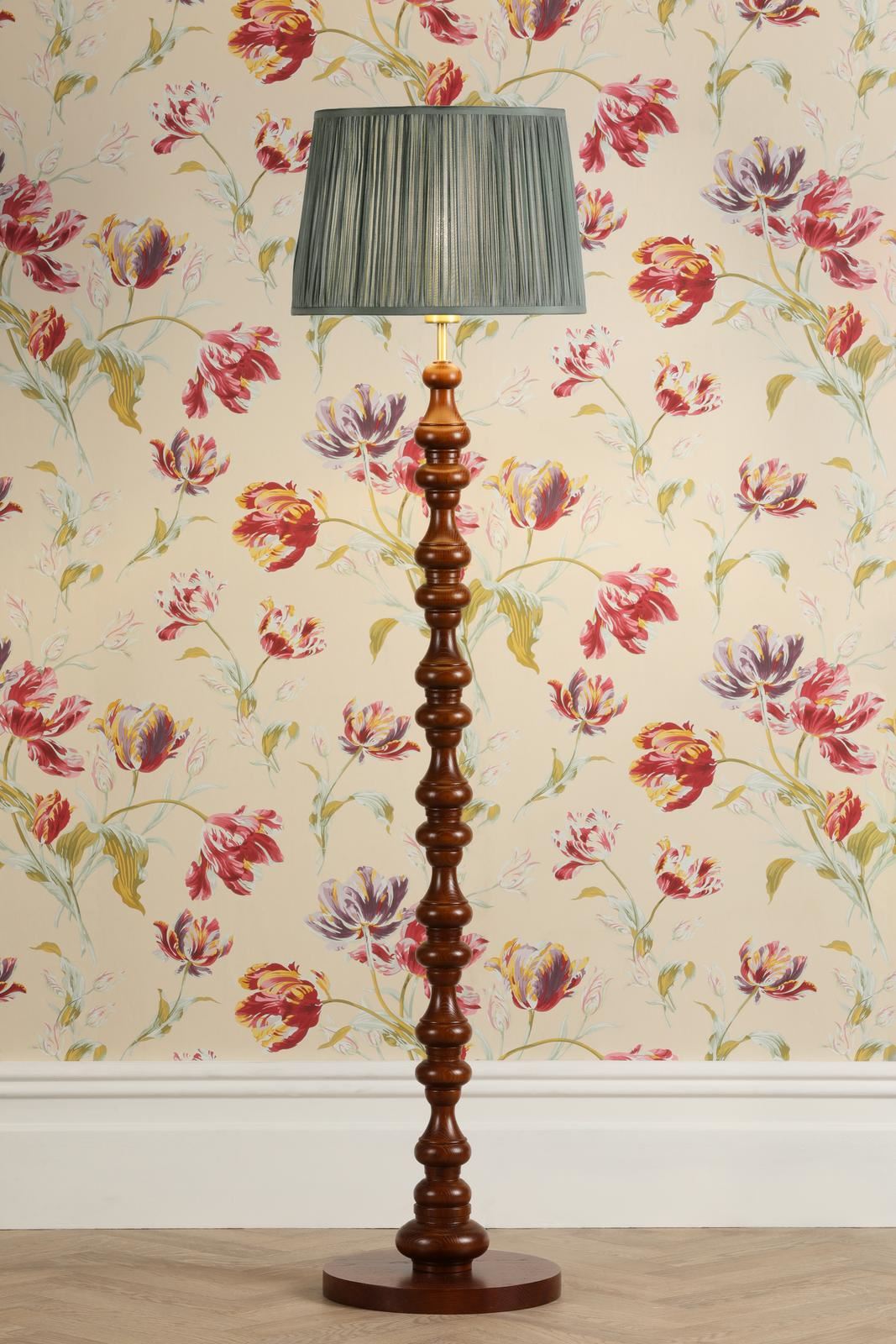 Laura Ashley Millbrook Floor Lamp Dark Wood and Industrial Brass Base Only LA3756744-Q