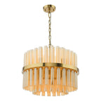 Imani 12 Light Pendant Natural Brass and Champagne Ribbed Glass IMA1235