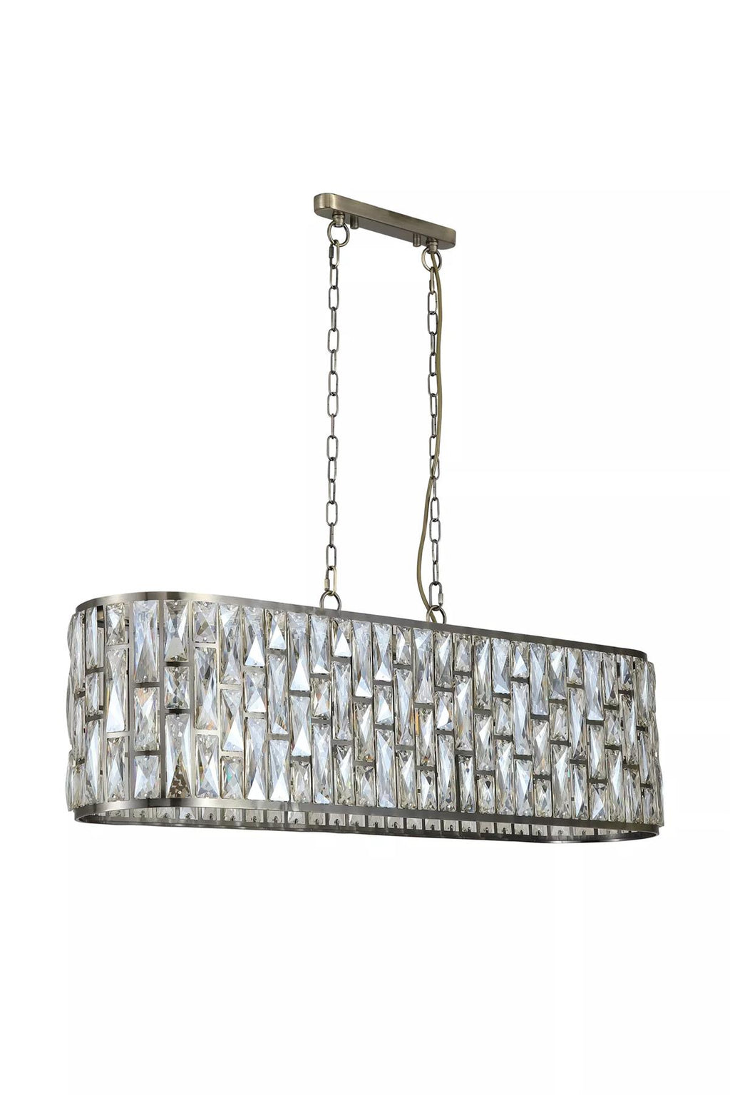 Bijou 8 Light  Oval Ceiling Pendant Light In Antique Brass Finish With Crystal Glass 65818-8AB