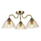 Erika 3 Light Semi-Flush Antique Bronze and Amber Glass ERI5363