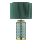 Laura Ashley Knipton Table Lamp Green Ceramic and Antique Brass With Shade LA3756699-Q