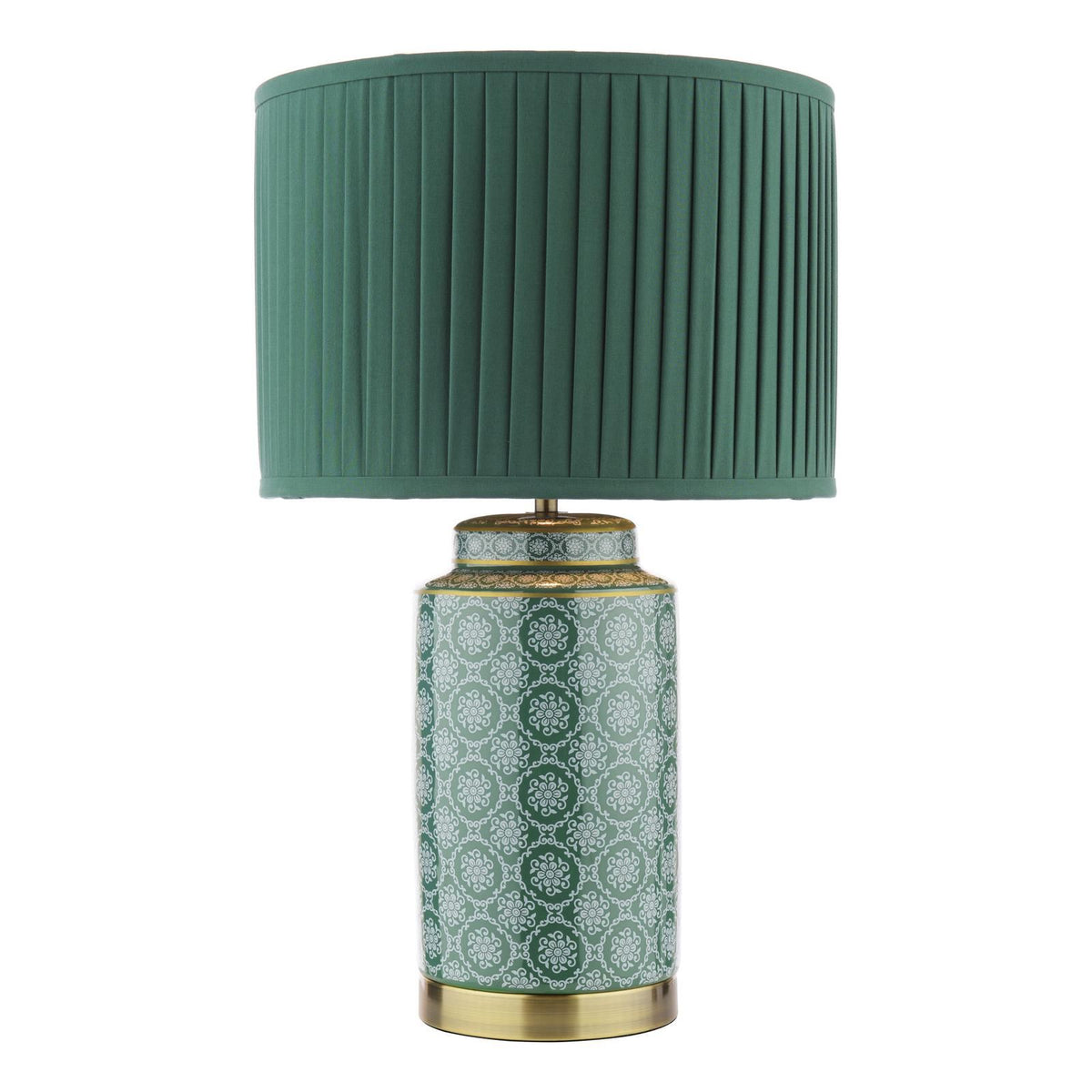 Laura Ashley Knipton Table Lamp Green Ceramic and Antique Brass With Shade LA3756699-Q