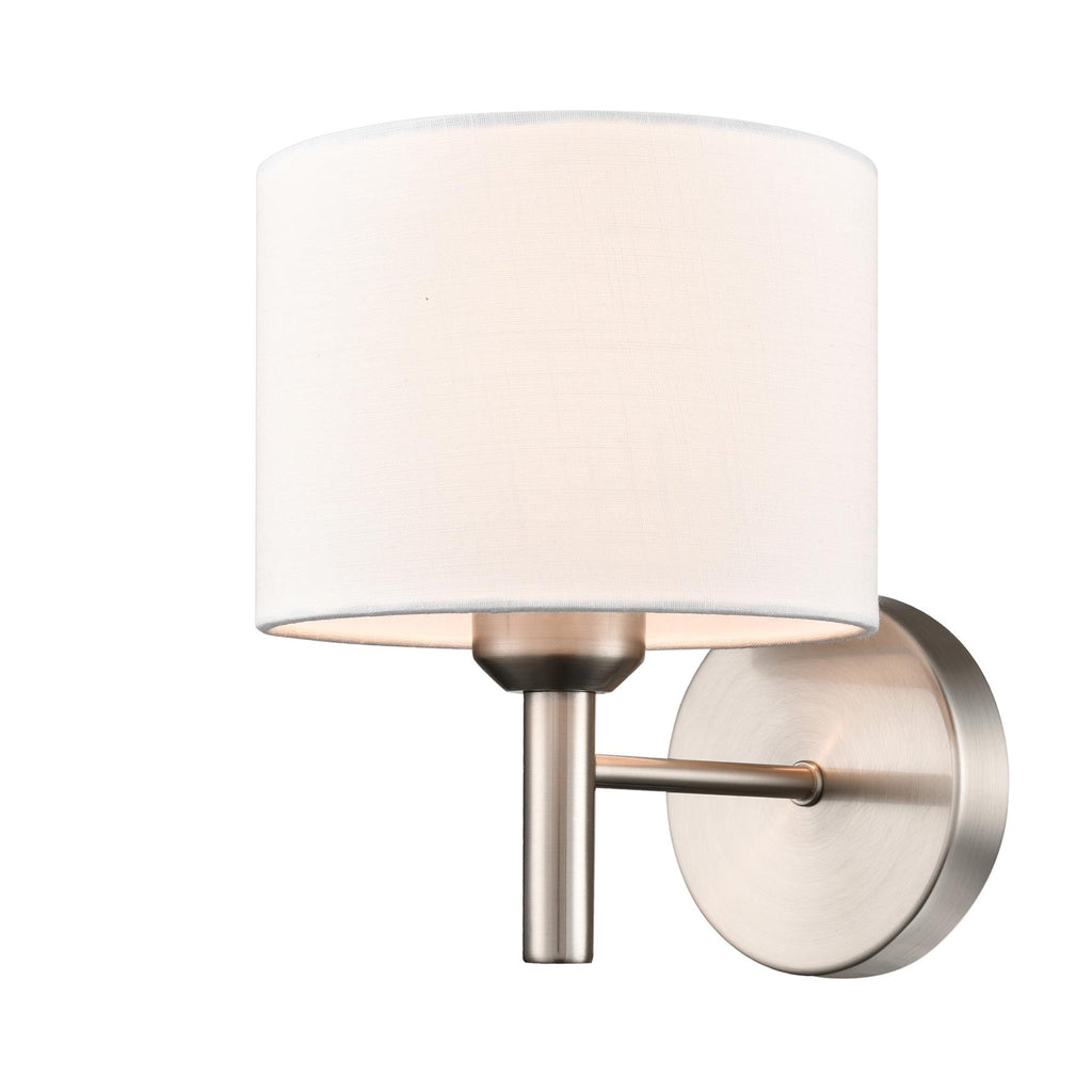 Franklite Barolo Single Wall Light In Satin Nickel With Off White Shade FL2494-1