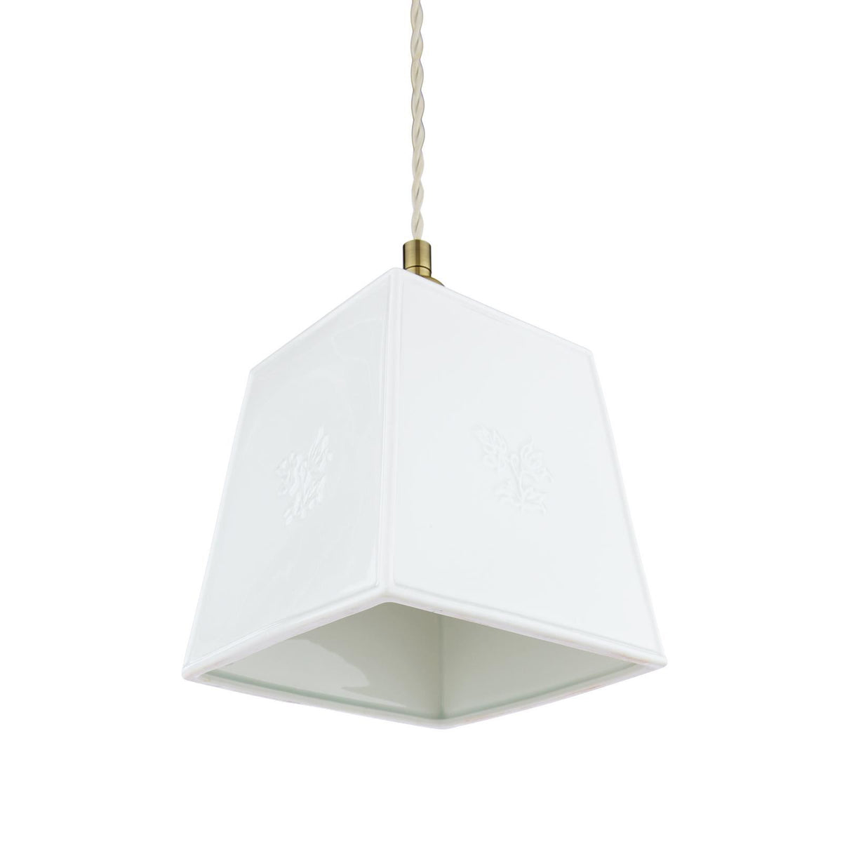 Laura Ashley Porcelain Pendant Cream and Antique Brass LA3756731-Q