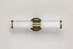 Pillar Up And Down 2 Light Bathroom Wall Light In Antique Brass And Clear Glass Rods IP44 E14