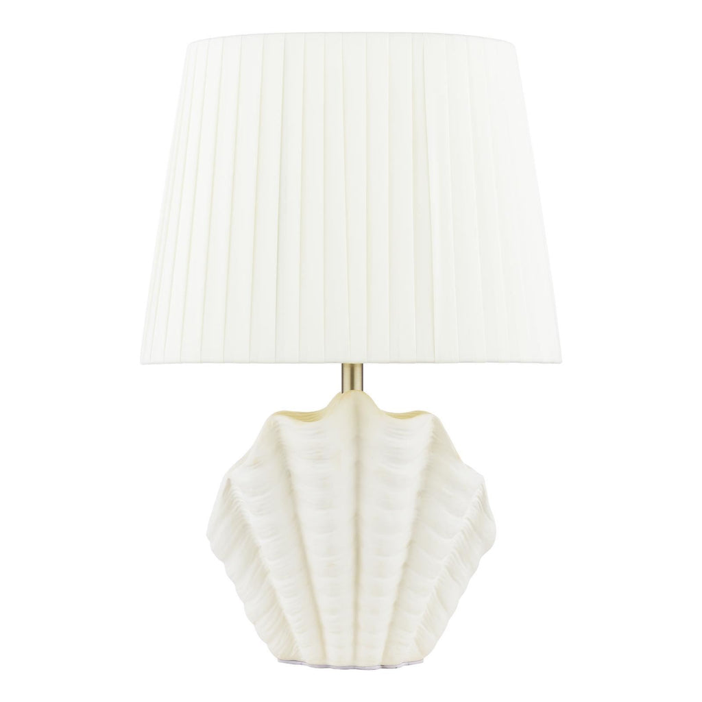 Laura Ashley Shell Table Lamp White Ceramic and Satin Chrome With Shade LA3756702-Q
