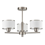 Franklite Polaris 3 Light Semi Flush Ceiling Light In Satin Nickel With Fabric Shades FL2497-3