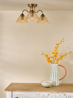 Erika 3 Light Semi-Flush Antique Bronze and Amber Glass ERI5363