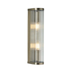 Ridgeton Twin Wall Light In Antique Brass With Ribbed Glass 118597