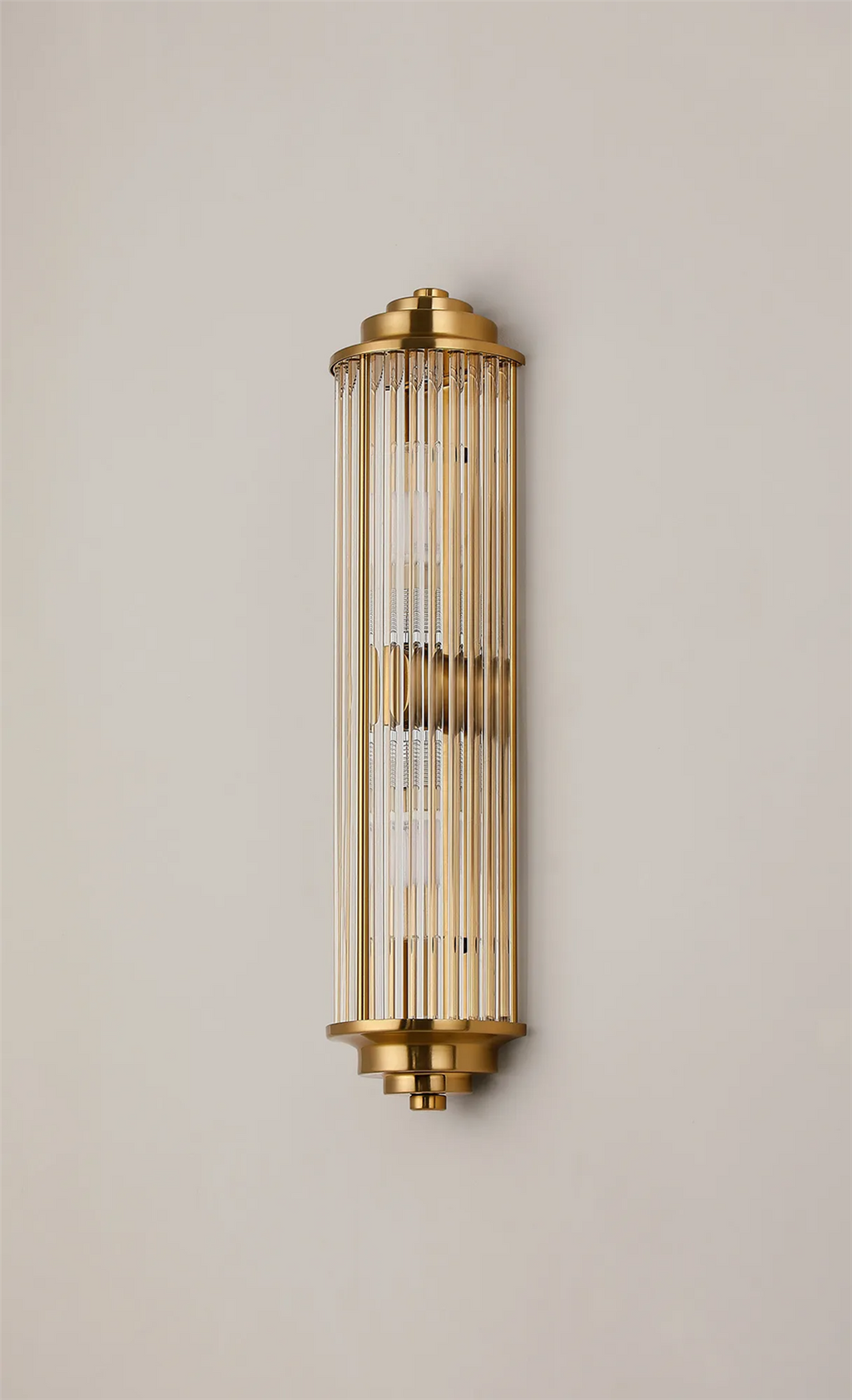Pillar 2 Light Bathroom Wall Light In Gold And Clear Glass Rods IP44 G9