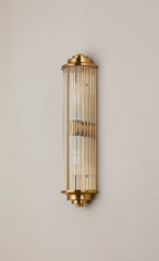 Pillar 2 Light Bathroom Wall Light In Gold And Clear Glass Rods IP44 G9