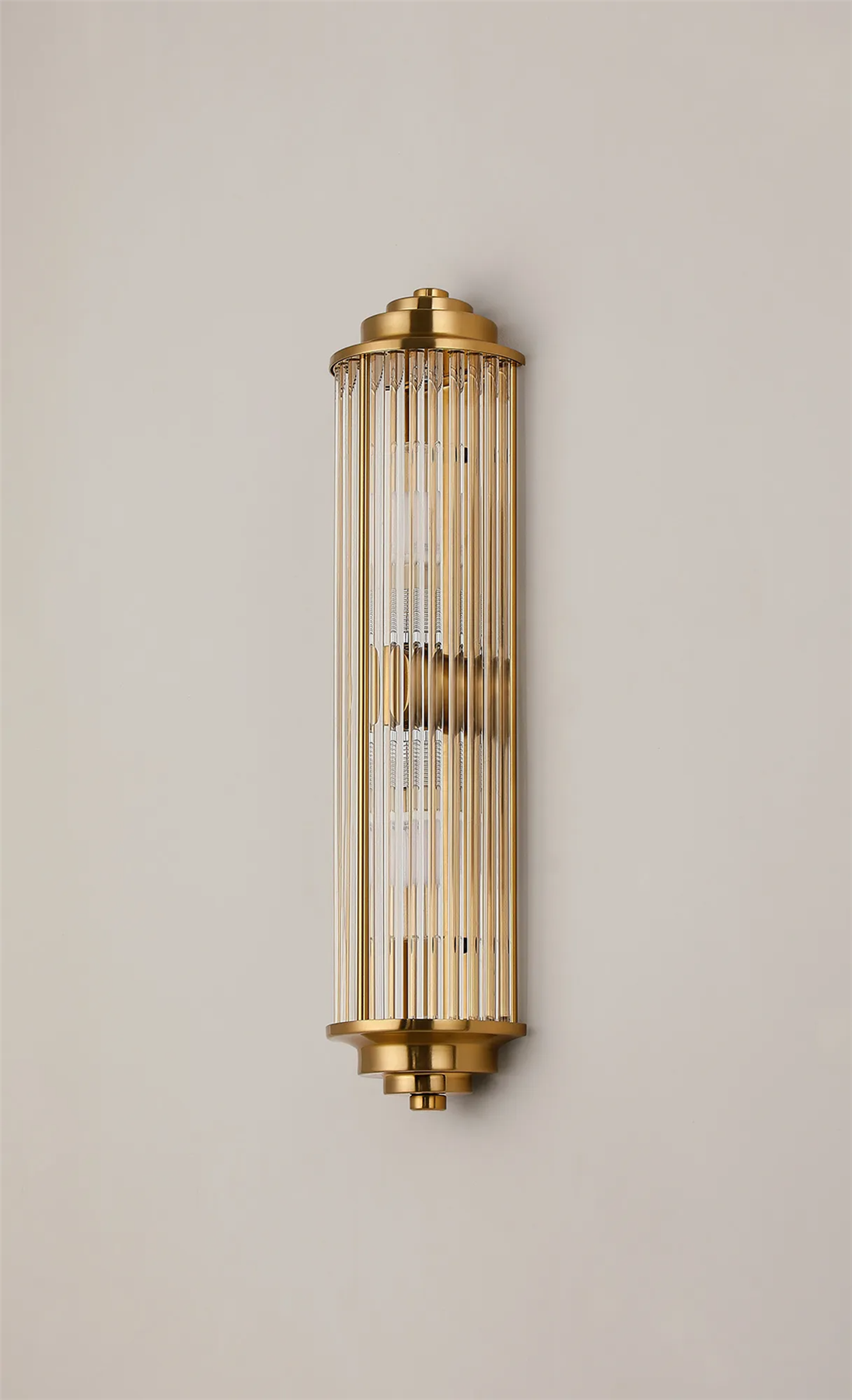Pillar 2 Light Bathroom Wall Light In Gold And Clear Glass Rods IP44 G9