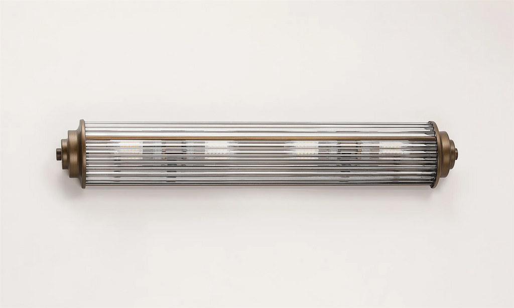 Pillar 4 Light Bathroom Wall Light In Bronze And Clear Glass Rods IP44 G9