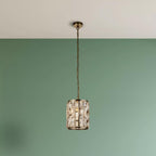 Bijou Single Ceiling Pendant Light In Antique Brass With Crystal Glass 6581-1AB