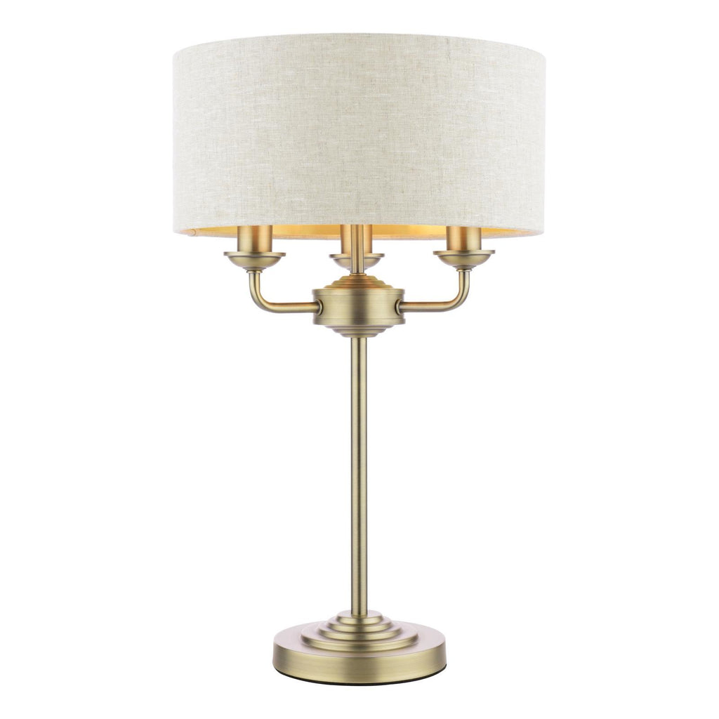 Laura Ashley Sorrento 3 Light Table Lamp Matt Antique Brass With Natural Shade LA3756754-Q