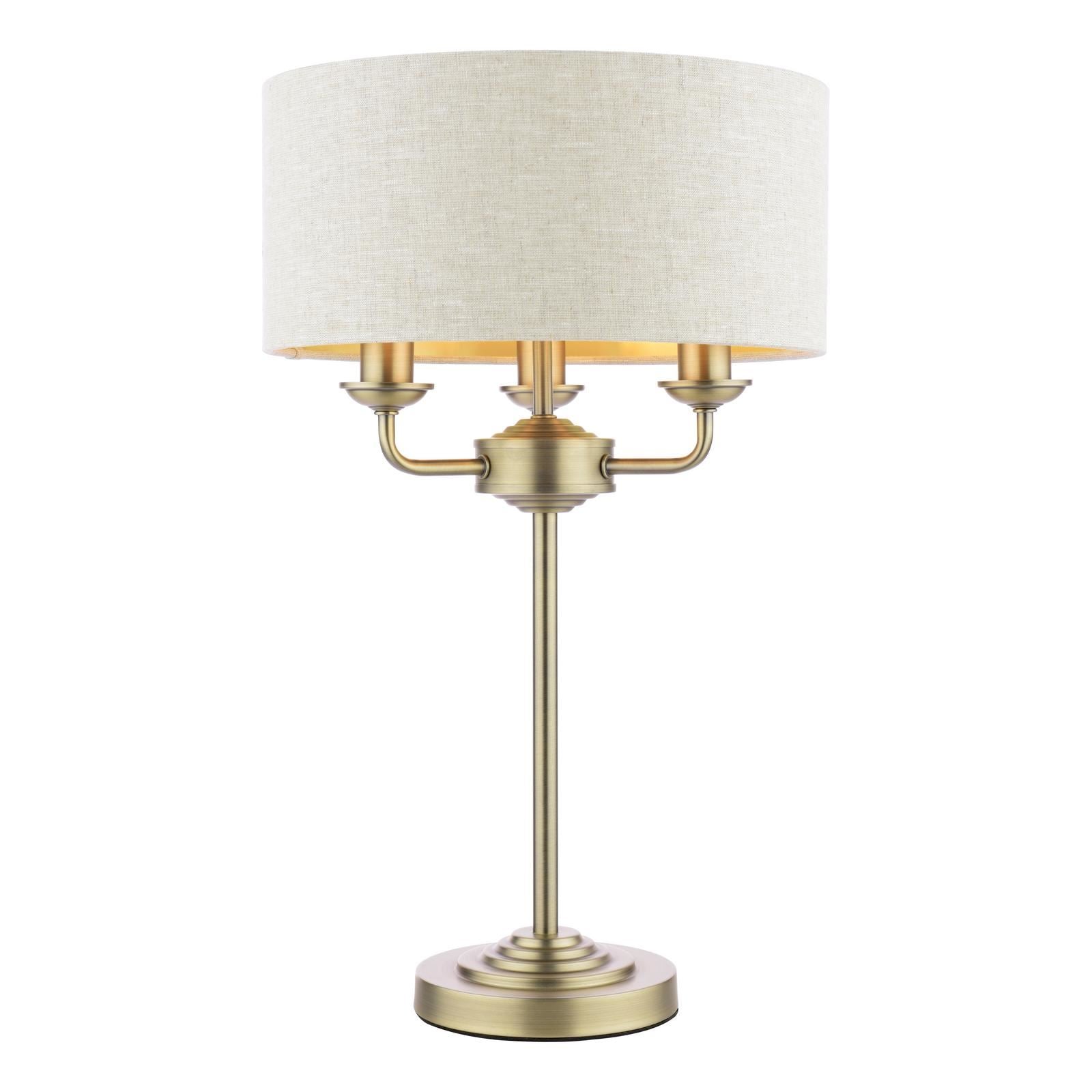 Laura Ashley Sorrento 3 Light Table Lamp Matt Antique Brass With Natural Shade LA3756754-Q