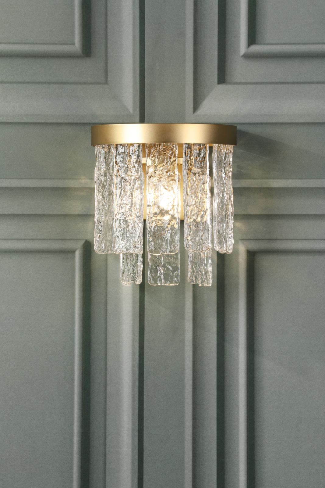 Laura Ashley Durnsford Wall Light Matt Antique Brass and Textured Glass LA3756715-Q