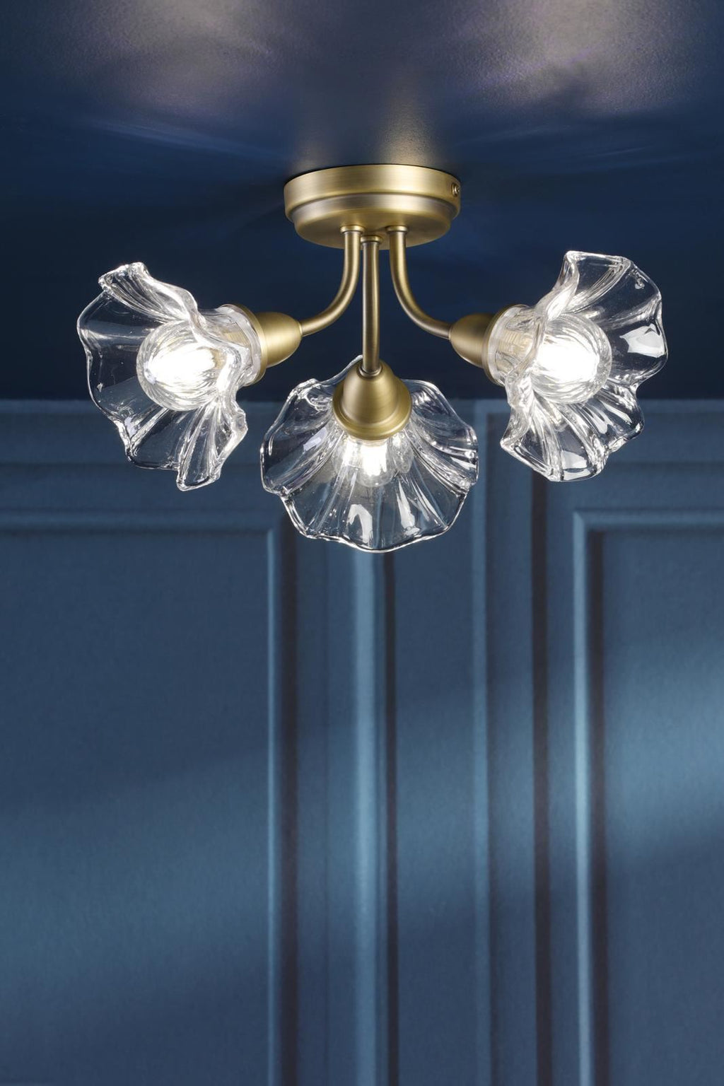 Laura Ashley Kerswell 3 Light Semi-Flush Matt Antique Brass and Glass LA3756658-Q