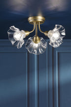 Laura Ashley Kerswell 3 Light Semi-Flush Matt Antique Brass and Glass LA3756658-Q