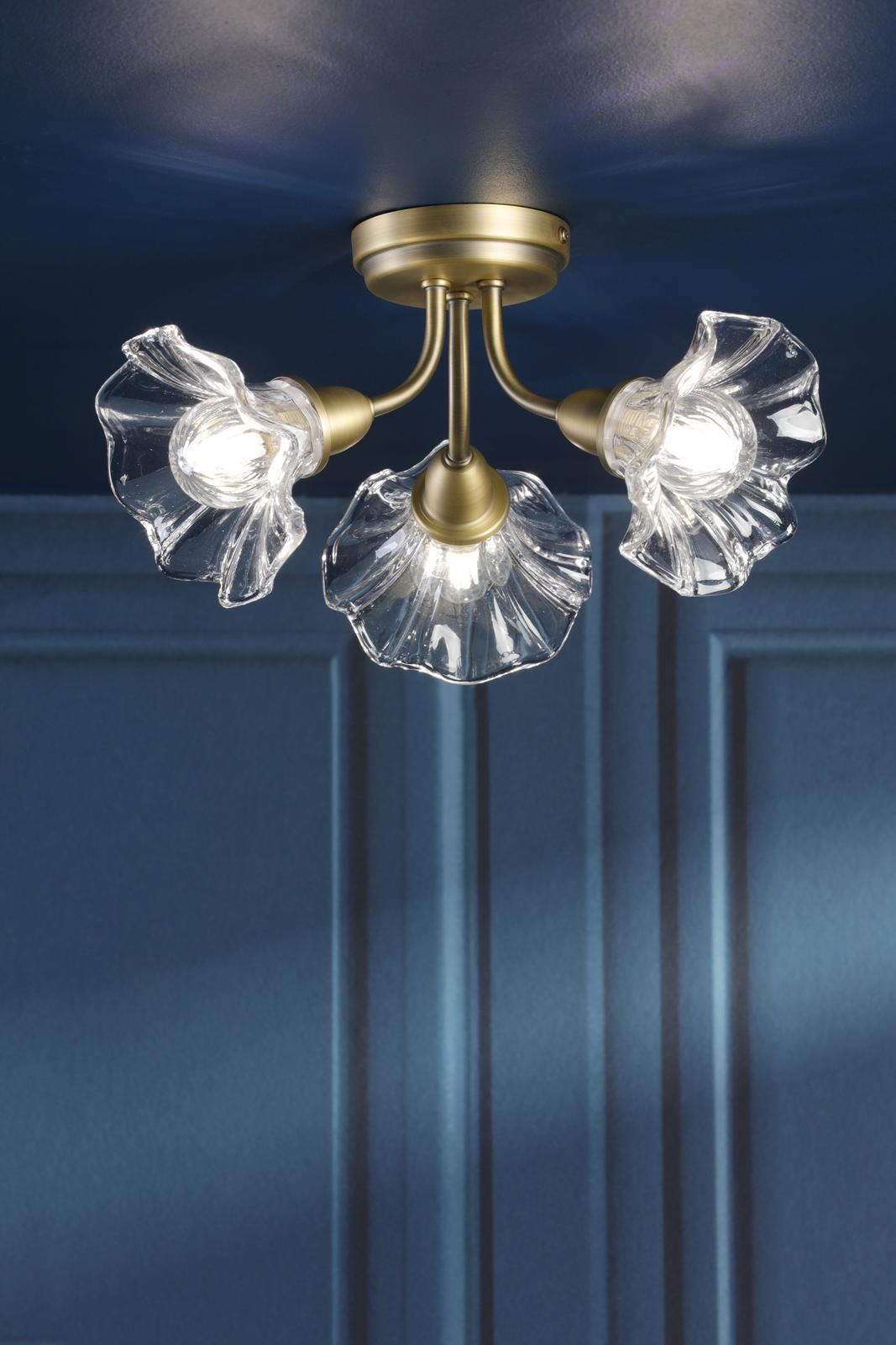 Laura Ashley Kerswell 3 Light Semi-Flush Matt Antique Brass and Glass LA3756658-Q