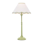Cordwell Table Lamp In Matt Green With Scalloped Natural Linen Shade LA3756489-Q