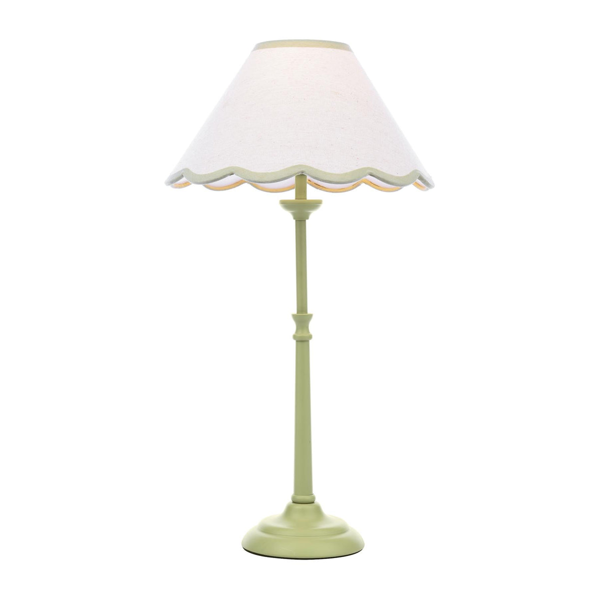 Cordwell Table Lamp In Matt Green With Scalloped Natural Linen Shade LA3756489-Q