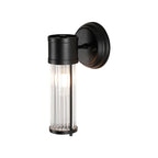 Pillar 1 Light Bathroom Wall Light In Satin Black And Clear Glass Rods IP44 E14