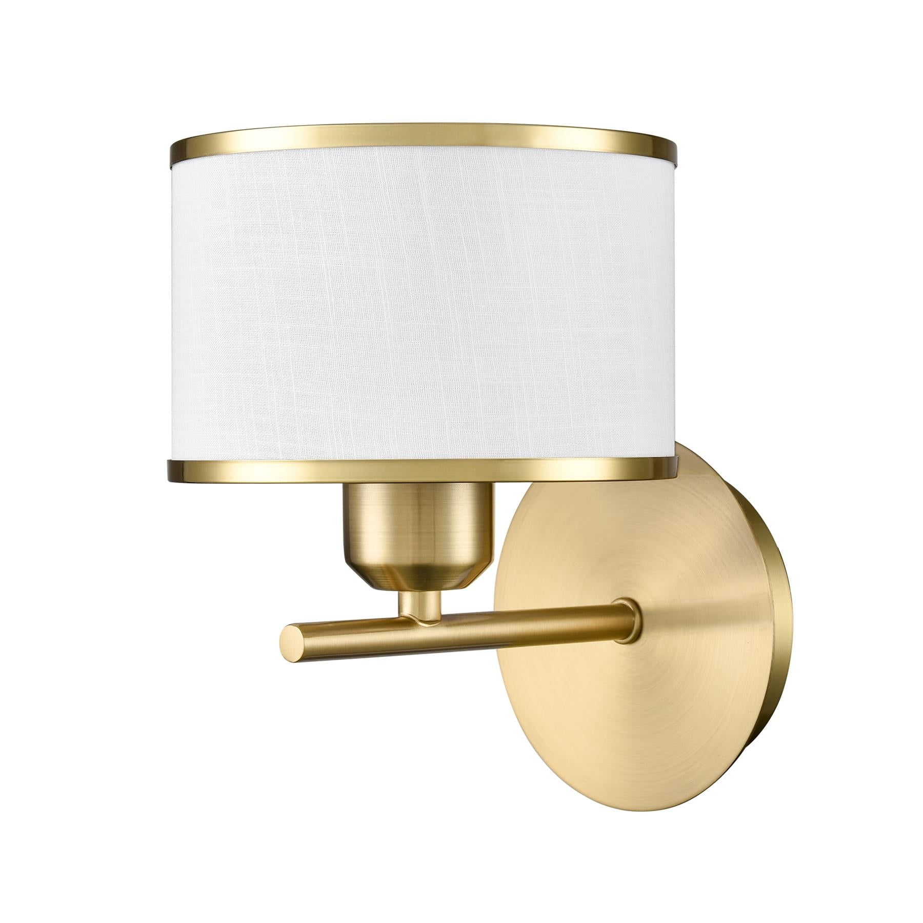 Franklite Polaris Single Wall Light In Aged Brass With Fabric Shade FL2498-1