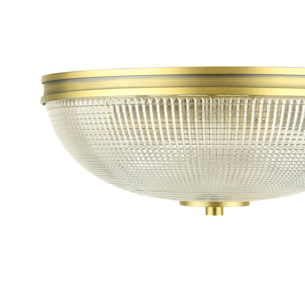 Laura Ashley Langdon 2 Light Bathroom Ceiling Light Matt Antique Brass and Textured Glass IP44 LA3756717-Q
