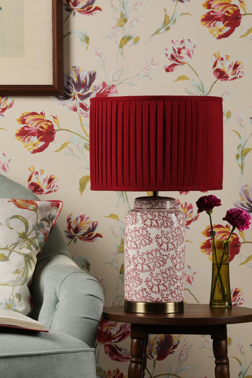 Laura Ashley Knipton Table Lamp Red Ceramic and Antique Brass With Shade LA3756700-Q