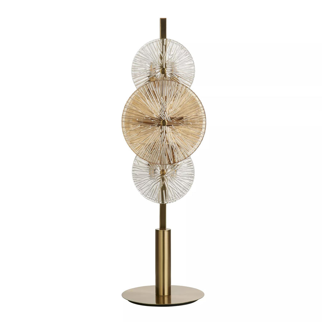 Wagon Wheel 6 Light Table Lamp In Bronze Finish With Amber Glass 88211-6BZ