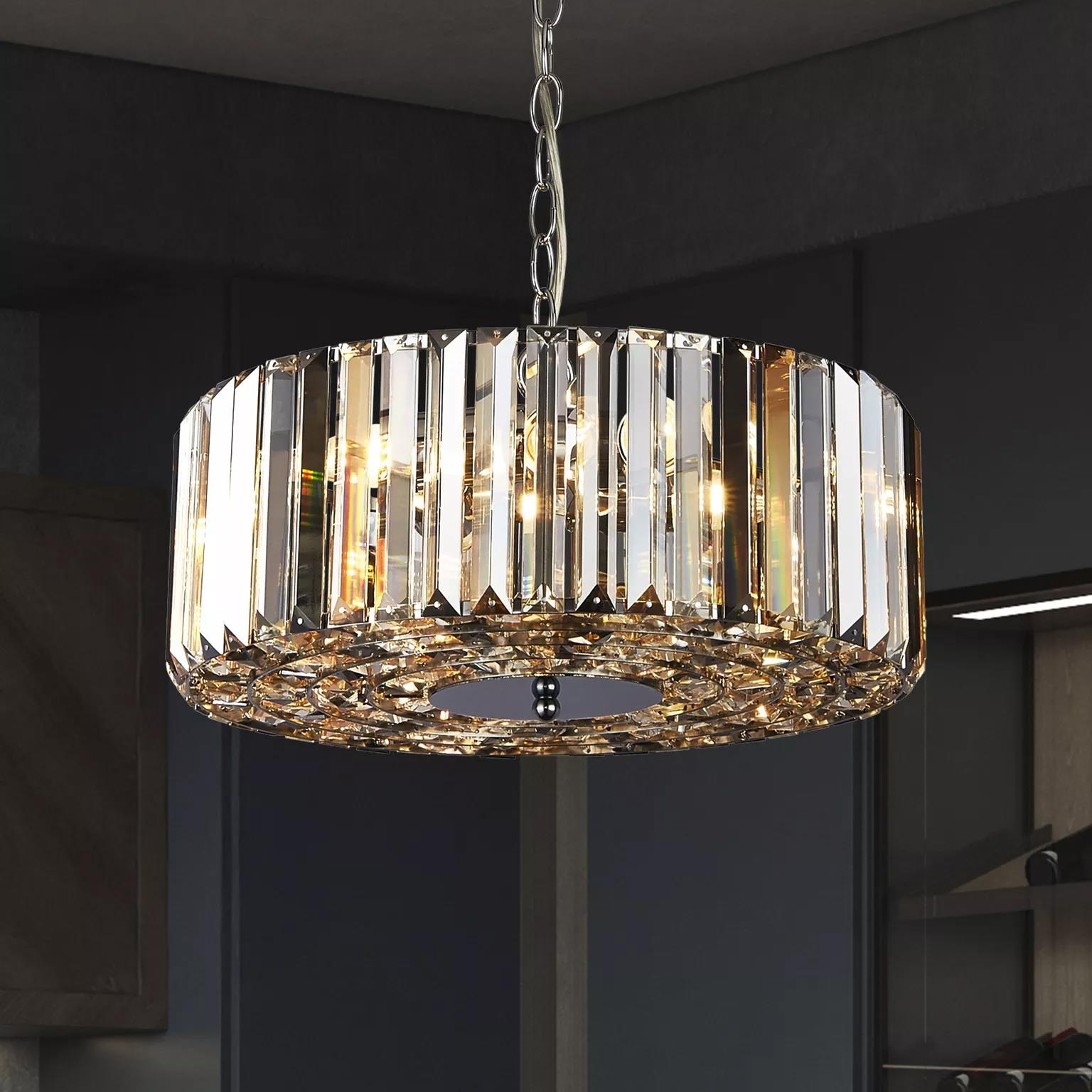 Chapeau 4 Light Ceiling Pendant or Semi Flush Ceiling Light In Chrome With mixed Glass 82101-4CC
