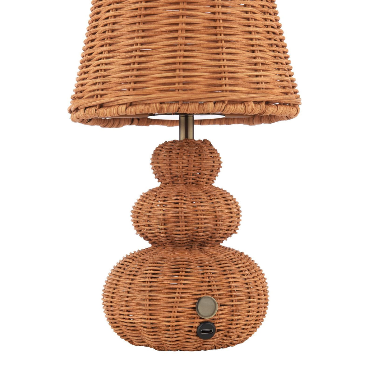 Laura Ashley Hasfield Rechargeable Table Lamp Natural Rattan With Shade LED LA3756748-Q