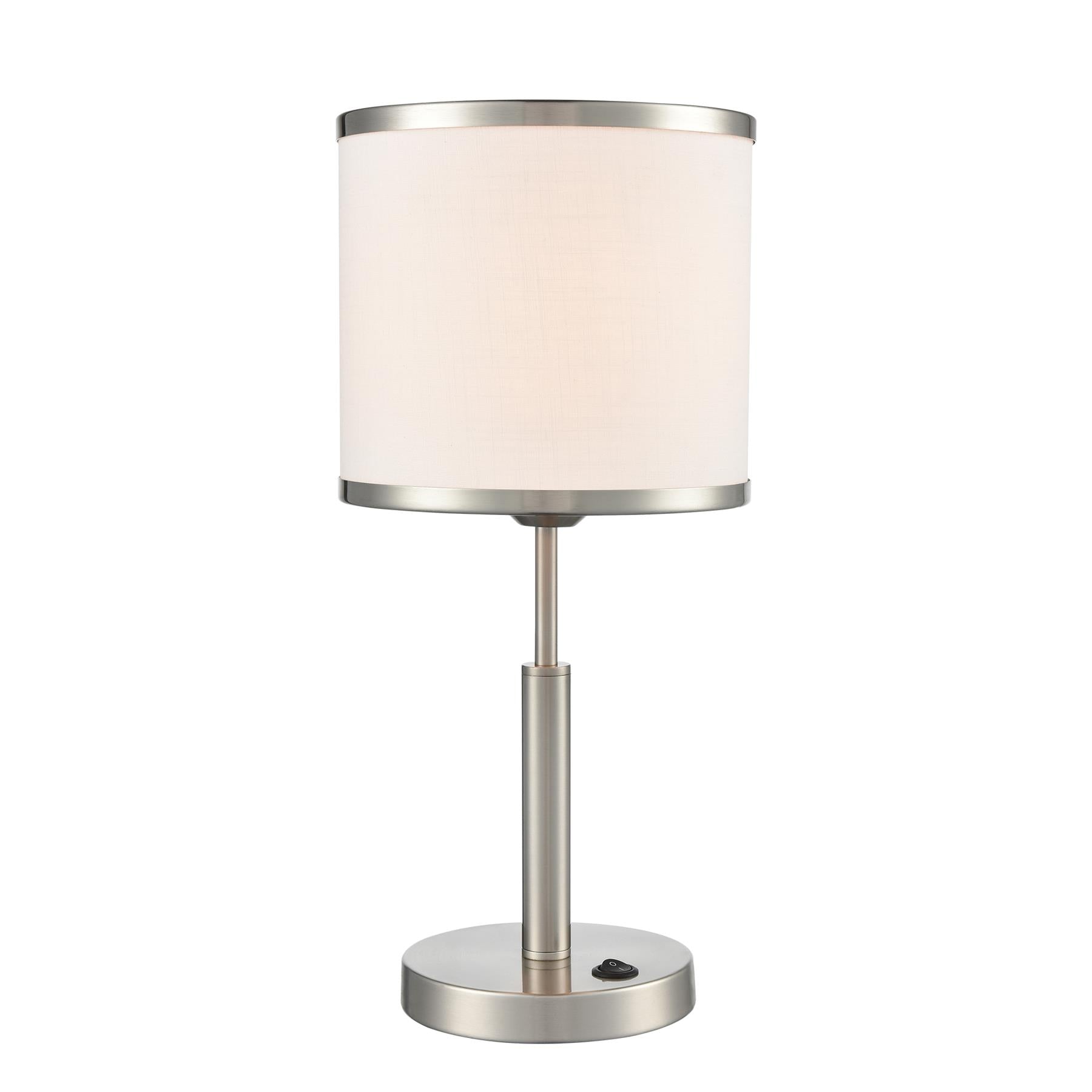 Franklite Polaris Table Lamp In Satin Nickel With Fabric Shade TL211