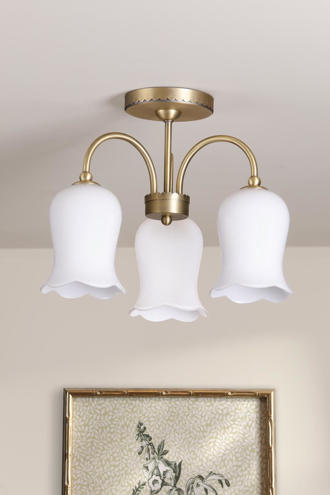 Laura Ashley Lidsell 3 Light Semi-Flush Matt Antique Brass and Opal Glass LA3756648-Q