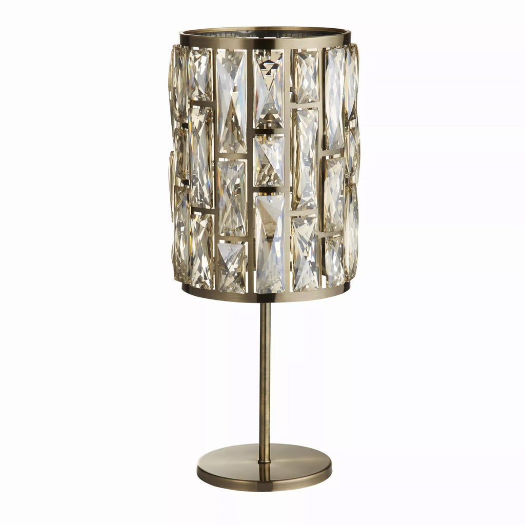 Bijou Table Lamp In Antique Brass Finish With Crystal Glass 6584AB
