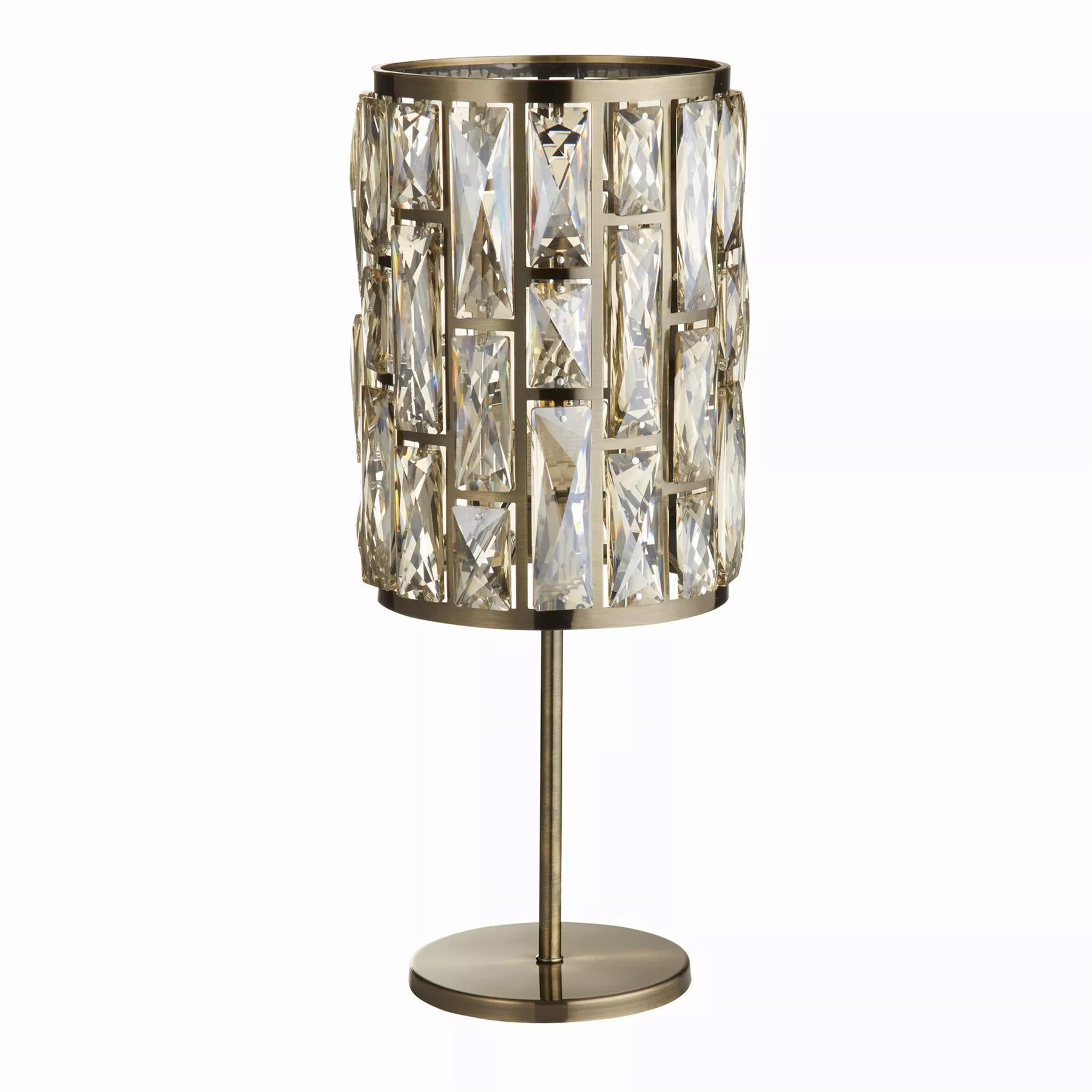 Bijou Table Lamp In Antique Brass Finish With Crystal Glass 6584AB