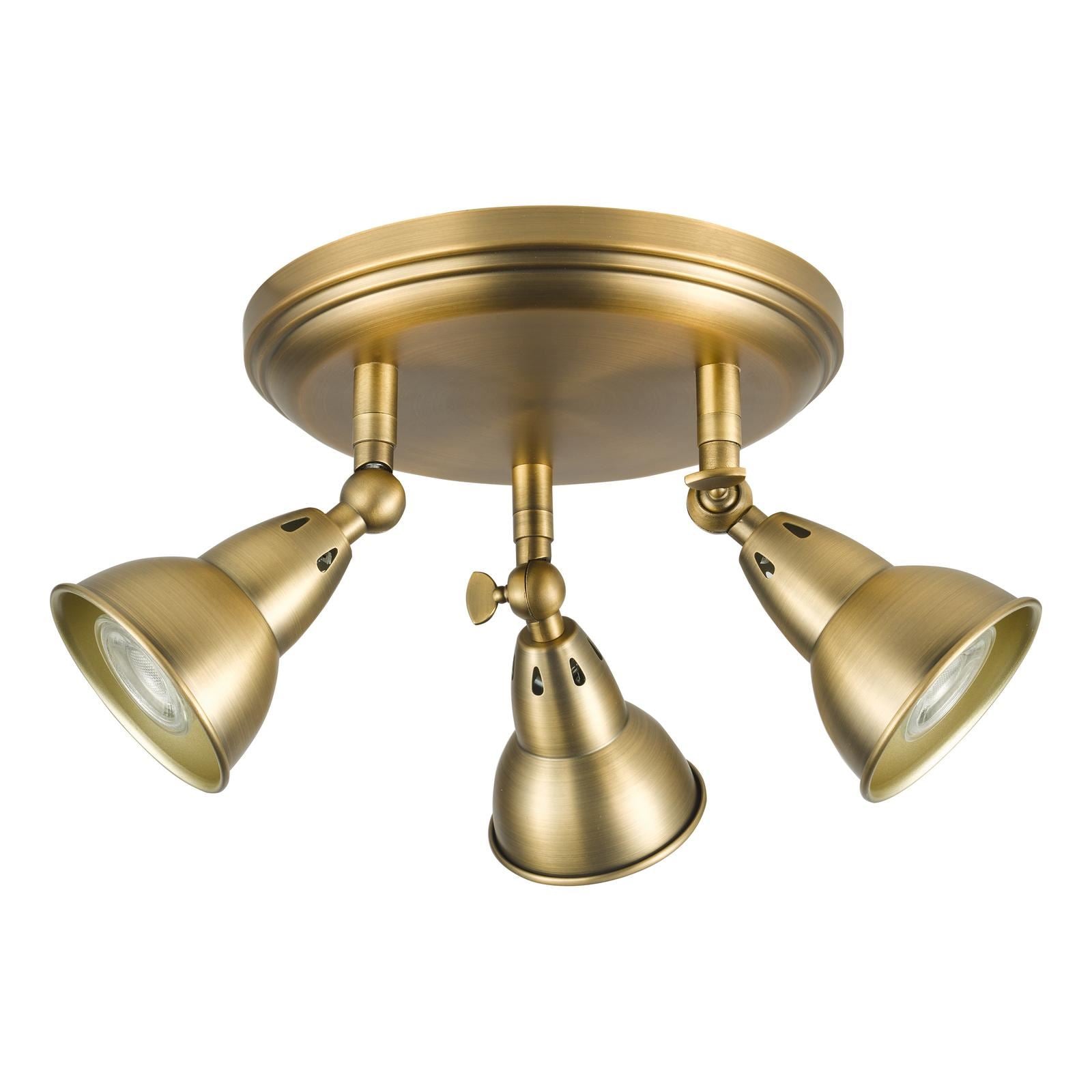 Nathaniel 3 Light Plate Spotlight Aged Brass NAT7642