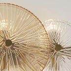 Wagon Wheel 6 Light Wall Or Flush Ceiling Light In Bronze Finish With Amber Glass 88210-6BZ