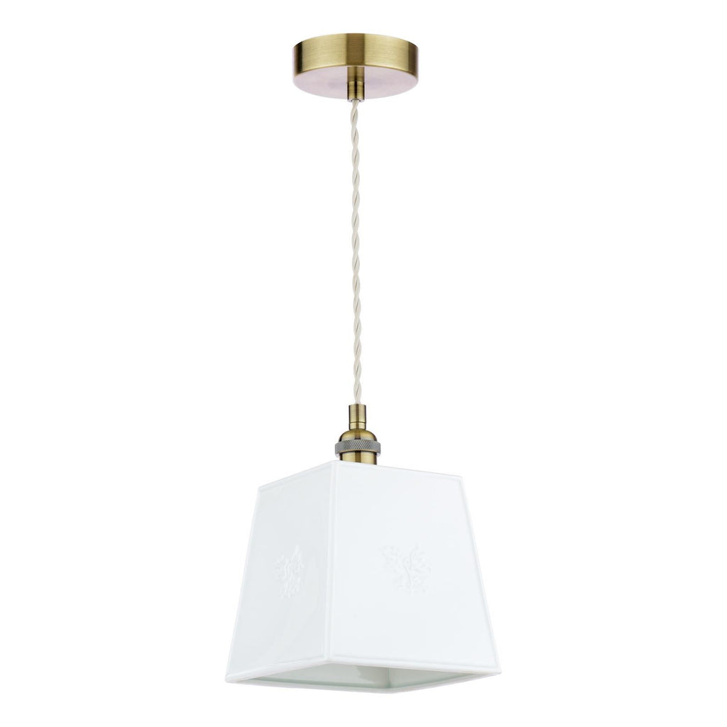 Laura Ashley Porcelain Pendant Cream and Antique Brass LA3756731-Q