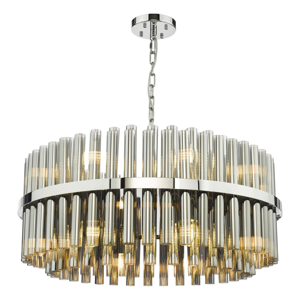 Imani 16 Light Pendant Polished Chrome and Smoked Ribbed Glass IMA1650
