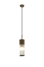 Pillar Bathroom Single Ceiling Pendant Light In Bronze And Clear Glass Rods IP44 E14