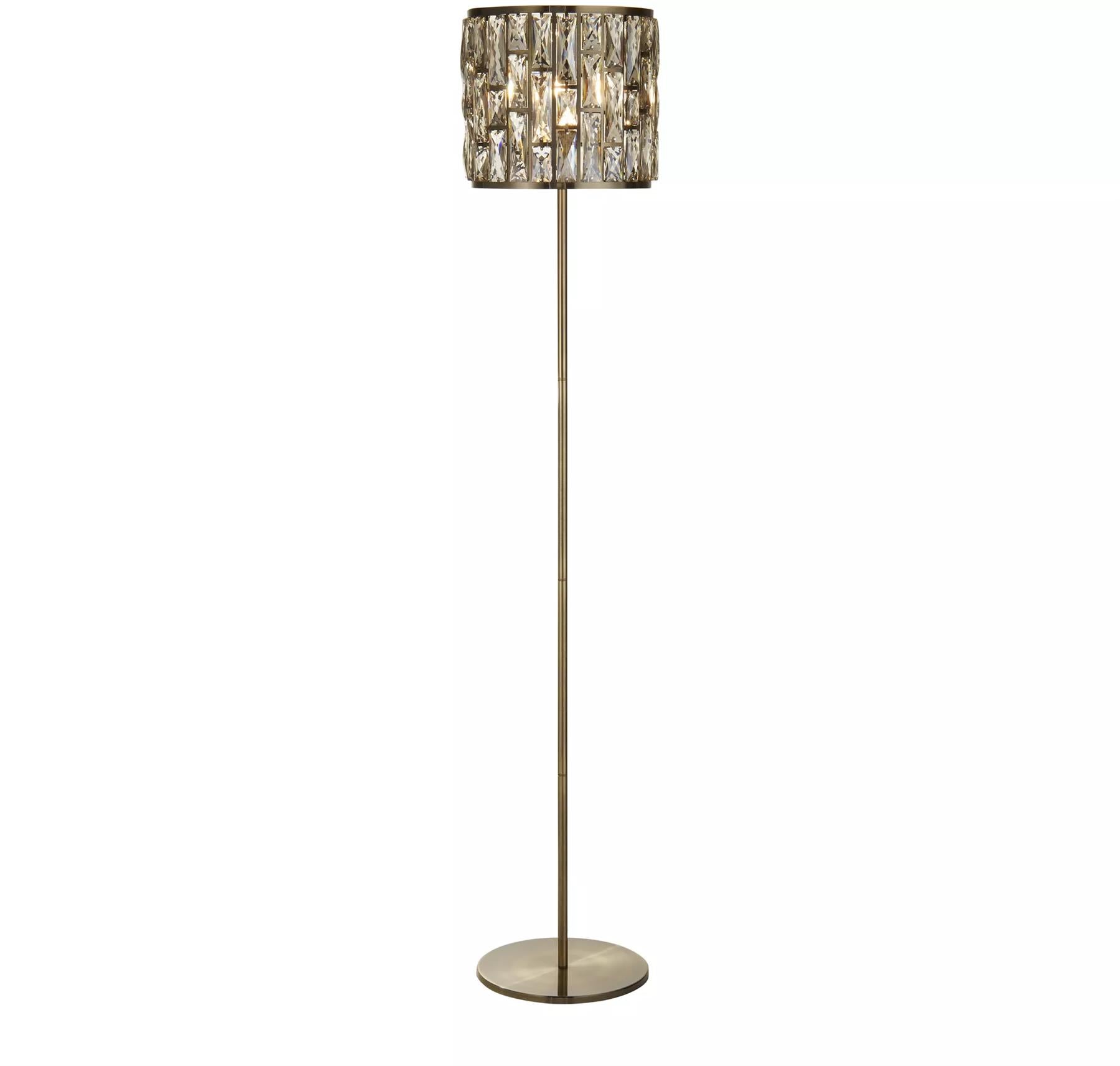 Bijou Floor Lamp In Antique Brass Finish With Crystal Glass 6589AB