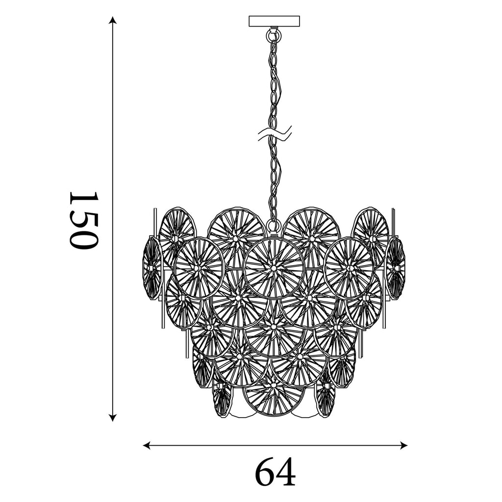 Wagon Wheel 9 Light Ceiling Pendant Light In Bronze Finish With Amber Glass 88210-9BZ