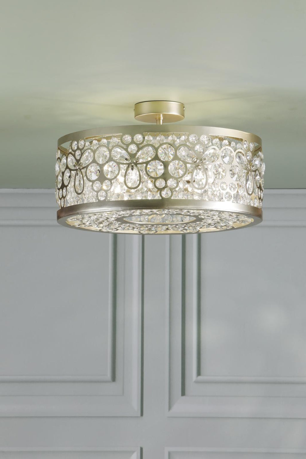 Laura Ashley Tilbrook 4 Light Flush Matt Champagne and Crystal LA3756653-Q