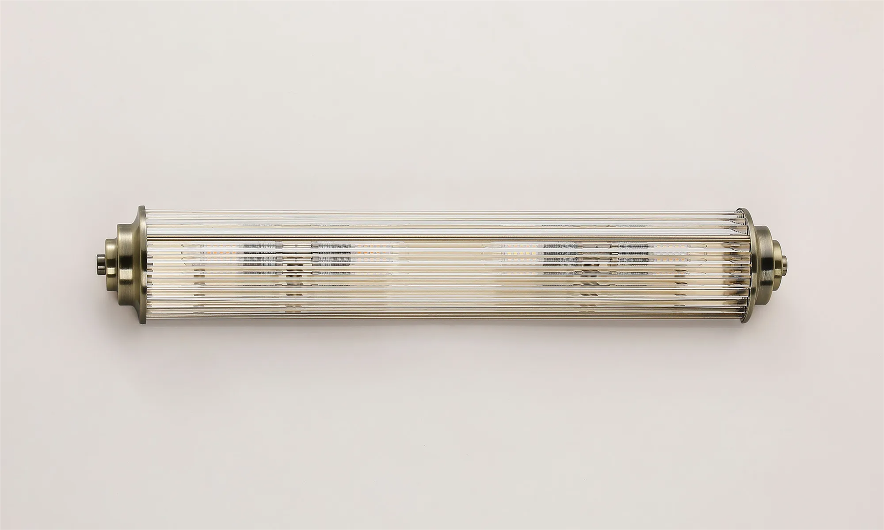 Pillar 4 Light Bathroom Wall Light In Antique Brass And Clear Glass Rods IP44 G9