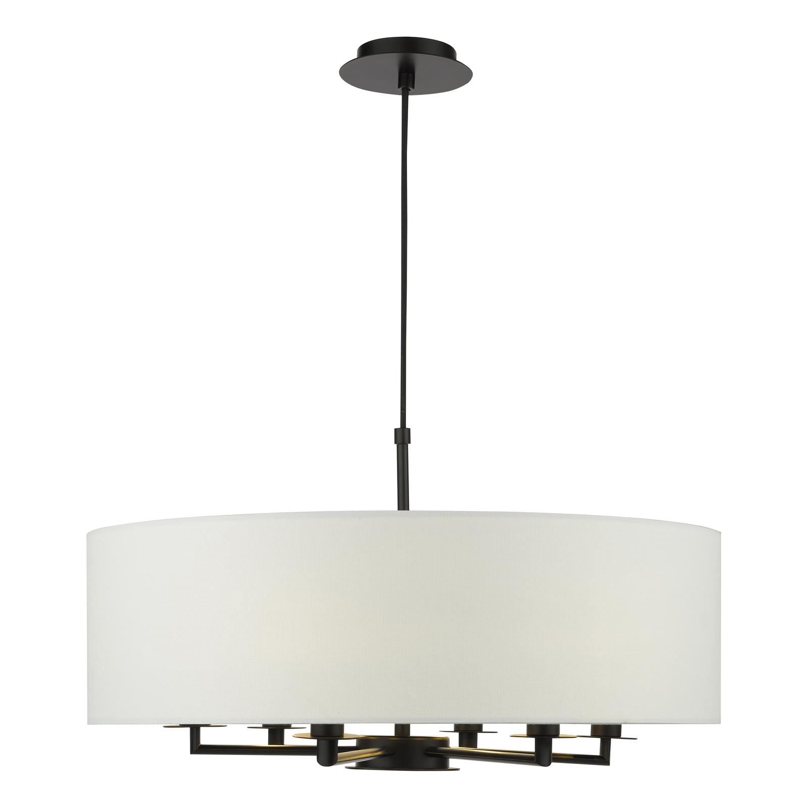 Tyler 6 Light Ceiling Pendant Matt Black and White With Shade TYL6422