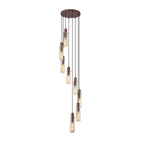 Sweden II 8Lt Cluster Ceiling Pendant In Mocha Finish With Amber Glass 88920-8MO